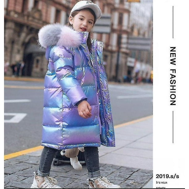 Winter Kids Girls Coat Shiny Jacket Thick Snow Down Mid thigh Padded Warm Hooded Walmart