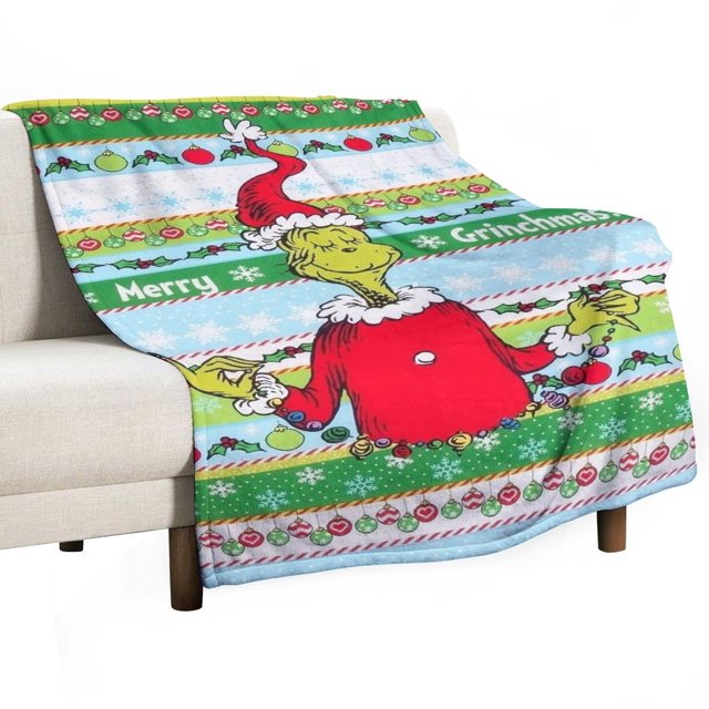Manta de tela de superficie vertical súper suave de varios tamaños de Grinch, acogedora y cálida, adecuada para cama, sofá, campamento, viajes, para todas las estaciones, liviana y compacta de 30 x