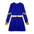 thumbnail image 6 of TTAO Girls Cheer Leader Sparkly Long Sleeve Cheerleading Dance Dress Uniform for Musical Festival Blue 8, 6 of 7