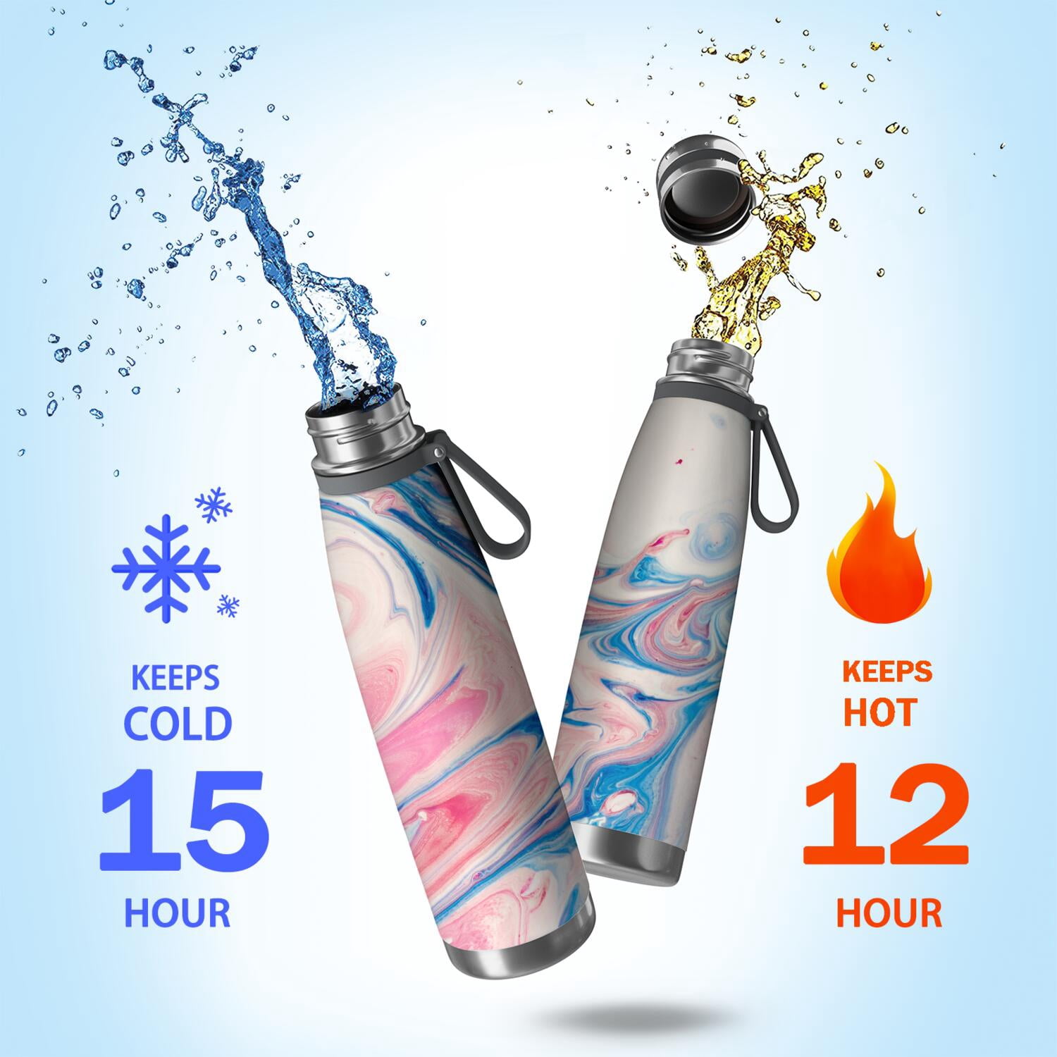 29oz Insulated Water Bottle with Tea Infuser, Stainless Steel Travel Mug, Liquid & Marble Print