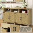 thumbnail image 4 of Sesslife 59" Kitchen Buffet Sideboard Cabinet with 4 Barn Doors, Farmhouse Storage Cabinet with Charging Station and Adjustable Shelves, Wood Console Cabinet for Entryway, Living Room, Natural, 4 of 10