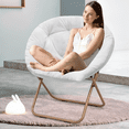 thumbnail image 4 of MoNiBloom Set of 2 Folding Saucer Chair for Adult, Oversized Round Cozy Moon Chair for Kids Boys Girls, Metal Frame Lounge Chair for Bedroom, White, 4 of 10