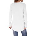 thumbnail image 6 of Sevevn Women'S Casual Solid Color Round Neck Long Sleeved Tops White XL Sales Today, 6 of 6