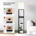 thumbnail image 4 of Floor Lamp with Shelves,Modern Dimmable Solid Wood Standing Lamp with 1 Drawer and 2 USB Ports & 2 Power Outlet,Corner Tall Bookshelf Lamp for Living Room and Bedroom(Black), 4 of 14