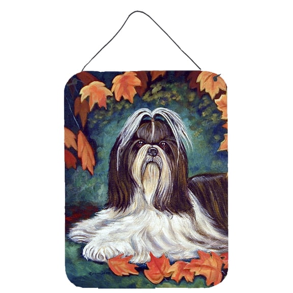 Carolines Treasures 7182DS1216 Autumn Leaves Shih Tzu Wall or Door Hanging Prints 12x16 multicolor