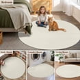 thumbnail image 6 of Cream Solid Color Round Area Rugs Collection 6', Aesthetics Contemporary Luxury Non Slip Indoor Circular Throw Runner Rug Floor Mat Carpet for Living Room Dining Table Bedroom Nursery, 6 of 9
