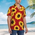 thumbnail image 3 of Pofeuu Sunflowers On Red Print Hawaiian Shirt for Men Sleeves Casual Button Down Summer Beach Dress Shirts T-Shirts,3X-Large, 3 of 7