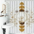 thumbnail image 4 of Golden Celestial Floral Moon Design Cloth Fabric Bathroom Decor Set with Hooks, 4 of 6