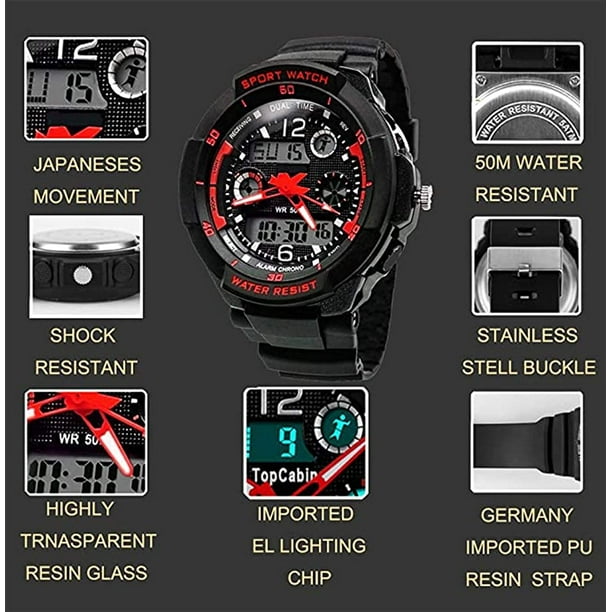 Frie Boys Watch Digital Analog Kids Sport Digital Watch with Alarm Stopwatch Chronograph 50m Water Proof Wristwatch Electronic Sport Watch for Boys