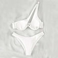 thumbnail image 2 of asdoklhq Womens Swim Shorts Ladies' Split Shoulder Steel Support Bikini Solid Color Two-piece Swimsuit White M, 2 of 3