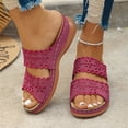 thumbnail image 6 of Slides for Women Summer Women's Slide Sandals Slippers Plus Size Carving Wedge Heel, Red-41, 6 of 6