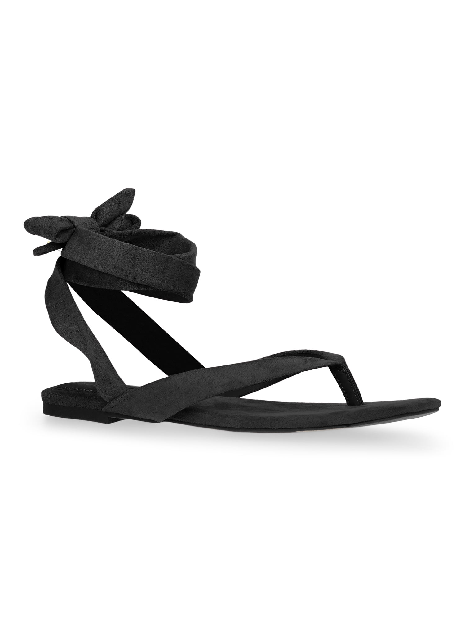 Scoop Women's Faux Suede Ankle Wrap Flat Sandals