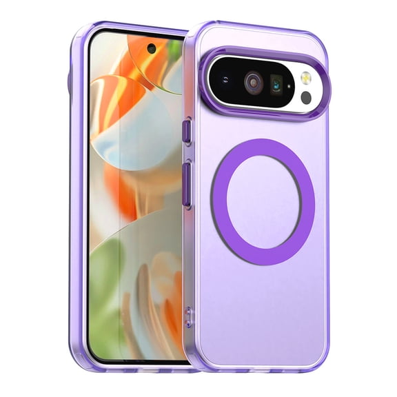 Magnetic Case for Google Pixel 8, Compatible with MagSafe, Military Grade Drop Protection, Slim Matte Translucent Hard PC Back with Soft TPU Bumper Anti-Scratch Phone Cover,Purple