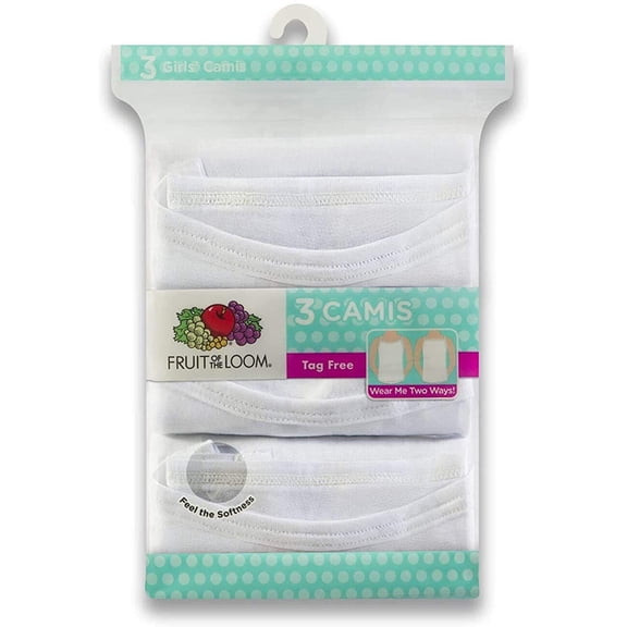 Fruit of the Loom Scoop Neck Spaghetti Straps Solid Lingerie Camisole (Big Girls or Little Girls) 3 Pack