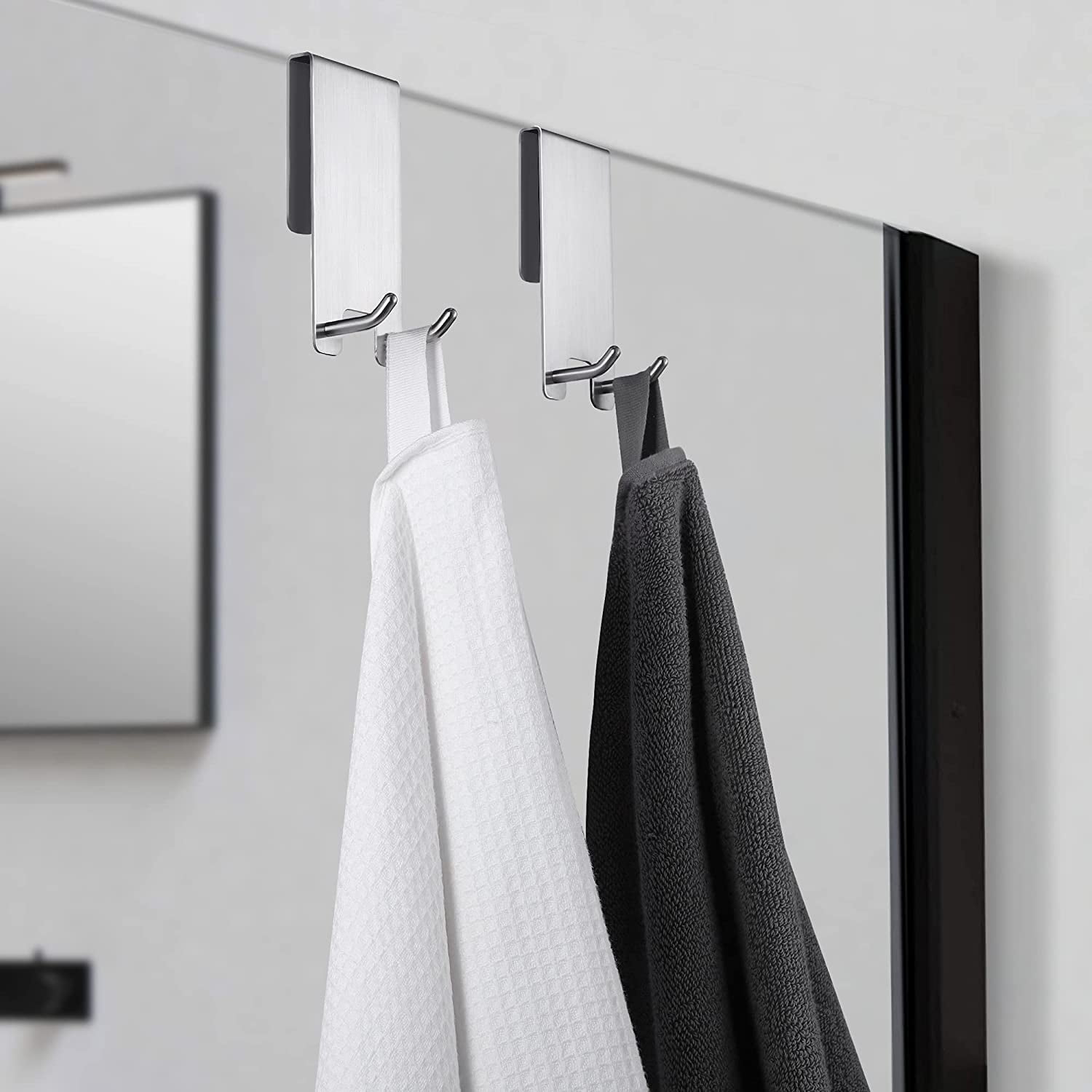 Crochet Ventouse Puissant 2 Pièces - Porte-Serviette Salle De Bain Sans Percage, Charge 5 Kg, Blanc/Gris - 10