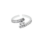 925 Sterling Silver Crossover Cz Toe Ring
