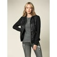 thumbnail image 3 of Made by Johnny Women's Faux Leather Zip Up Moto Biker Jacket with Hoodie S BLACK_BLACK, 3 of 6