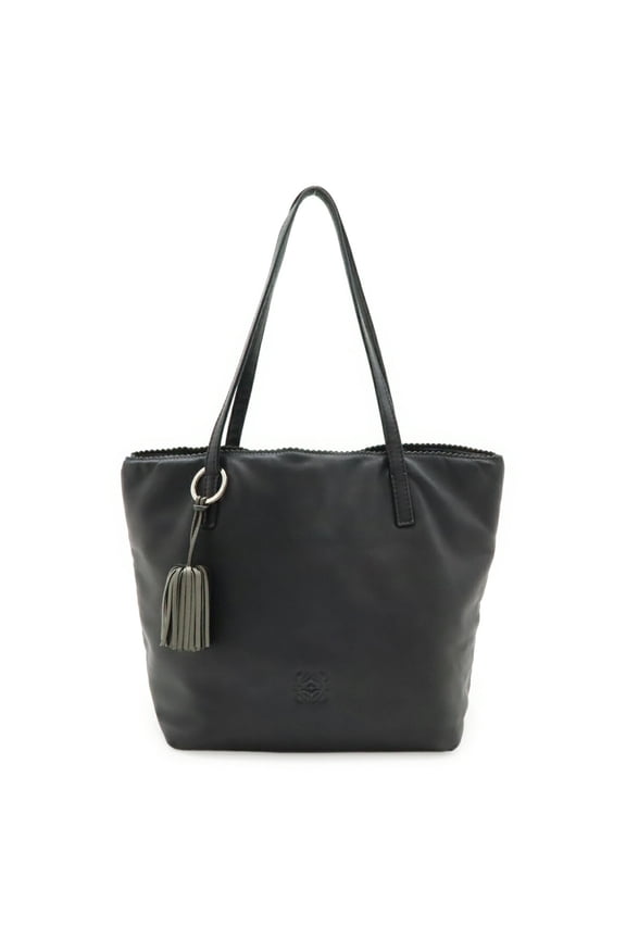 Pre-Owned LOEWE Anagram Tassel Handbag Tote Bag, Nappa Leather, Black