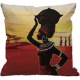 thumbnail image 1 of Cushion Cover African Women Walking On The Desert Sunset Red Yellow Black Throw Pillow Cover Home Decorative, 1 of 4