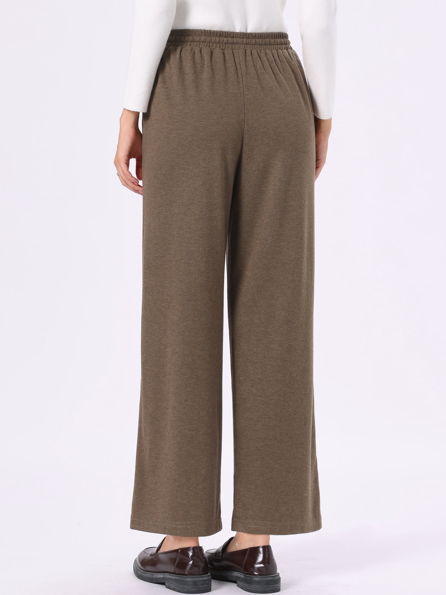 DARING DIVA Women's Wide Leg Pants Drawstring Waist Pockets Trousers XL Coffee