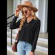 thumbnail image 4 of Blusas de Larga con Cuello en V para Mujer, Blusas Casuales Tipo Jersey, Blusas Holgadas y Elegantes, Blusas Tipo Túnica para Otoño. Negro M, 4 of 10