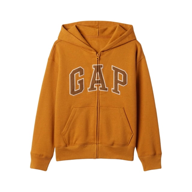 Sudadera con Capucha para Niños GAP con Logo, Cierre Completo, Color Ojo de Tigre