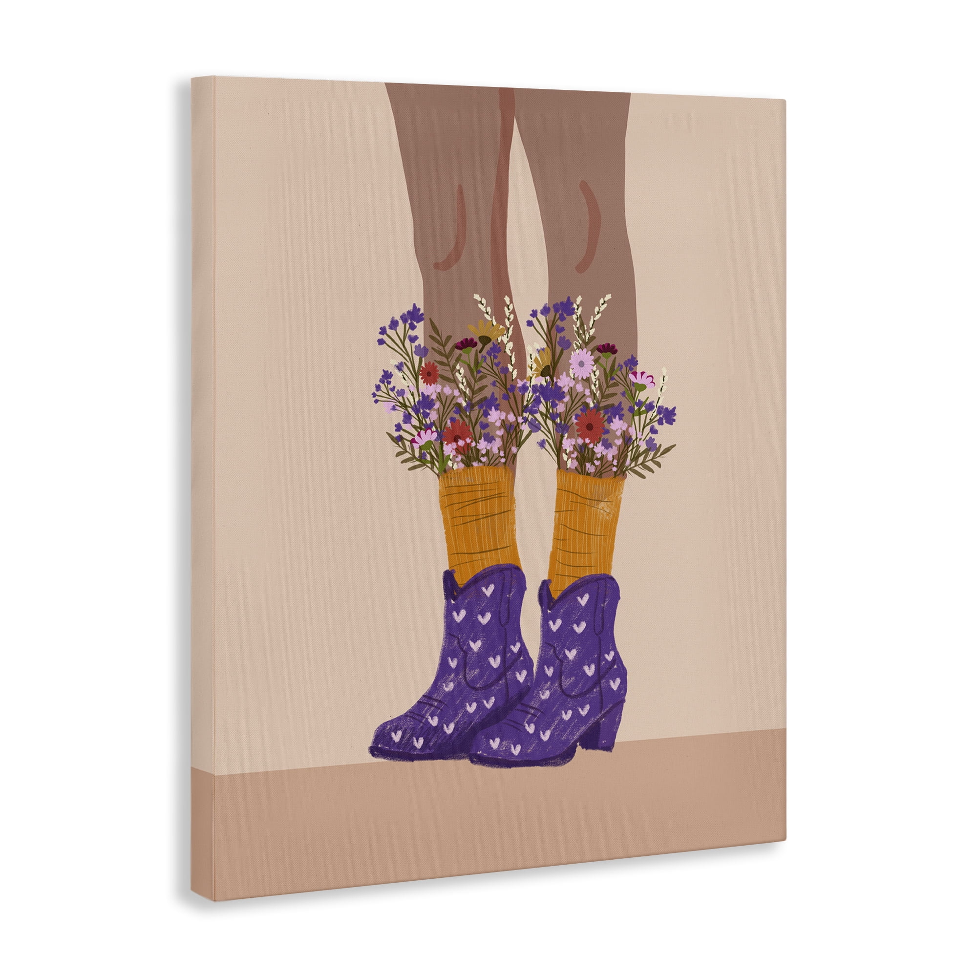 Stupell Industries Wildflower Fashion Illustration Novelty Painting Gallery Wrapped Canvas Art Print Wall Art, 24 x 30
