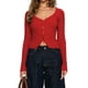 thumbnail image 1 of Cárdigan de Larga para Mujer, Suéter Corto de Punto Abierto, Chaqueta con Cuello en V y Botones para Otoño Vino Tinto L, 1 of 10
