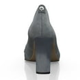 thumbnail image 4 of YDN Women Square Toe Slip on Loafers Knot High Chunky Heels Comfortable Daily Dress Prom Shoes Size 12 Dark Gray, 4 of 4