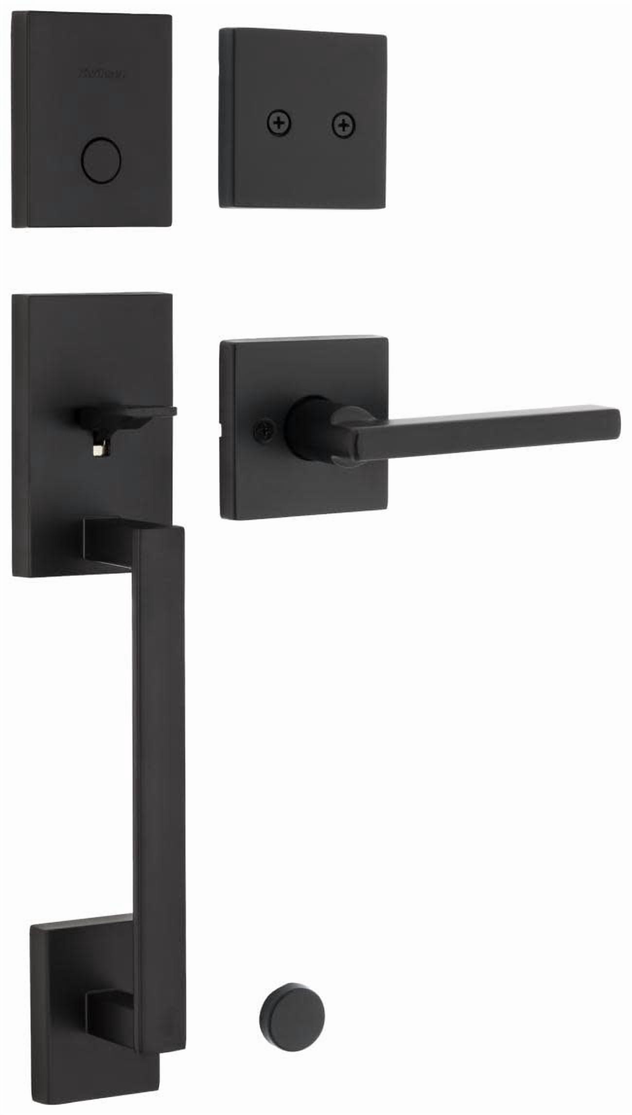 hna Kwikset 818SCExHFL Handleset with Halifax, Matte Black CP San