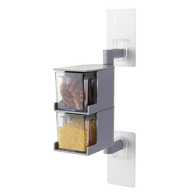 1 Coffret Assaisonnement Grande Capacité Autocollant Mural Rotatif Boîte de Rangement de Condiment Fournitures à Domicile
