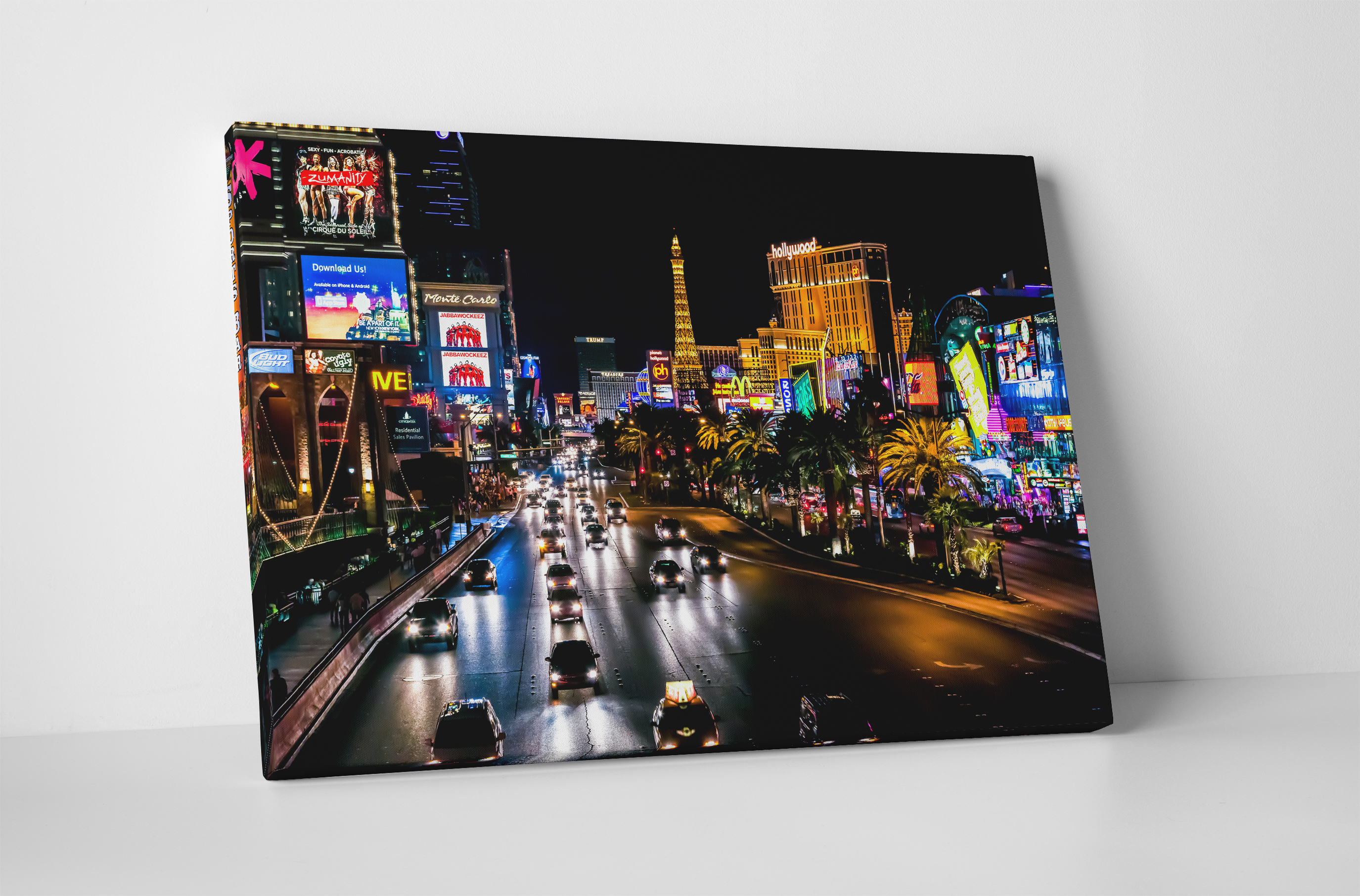 30/"x20/" or 20/"x16/" Las Vegas Night Skyline II Gallery Wrapped Canvas Print