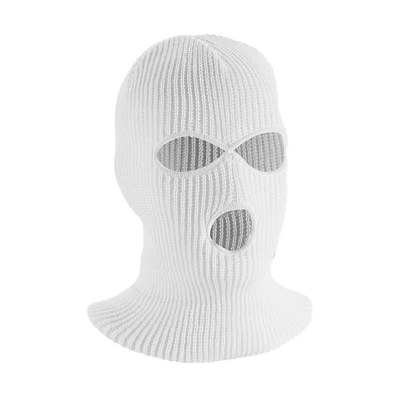 Soumake Winter Cycling Headgear Solid Color 3-Holes Cold Weather Thermal Hat Outdoor Activities Warm Knitted Hat