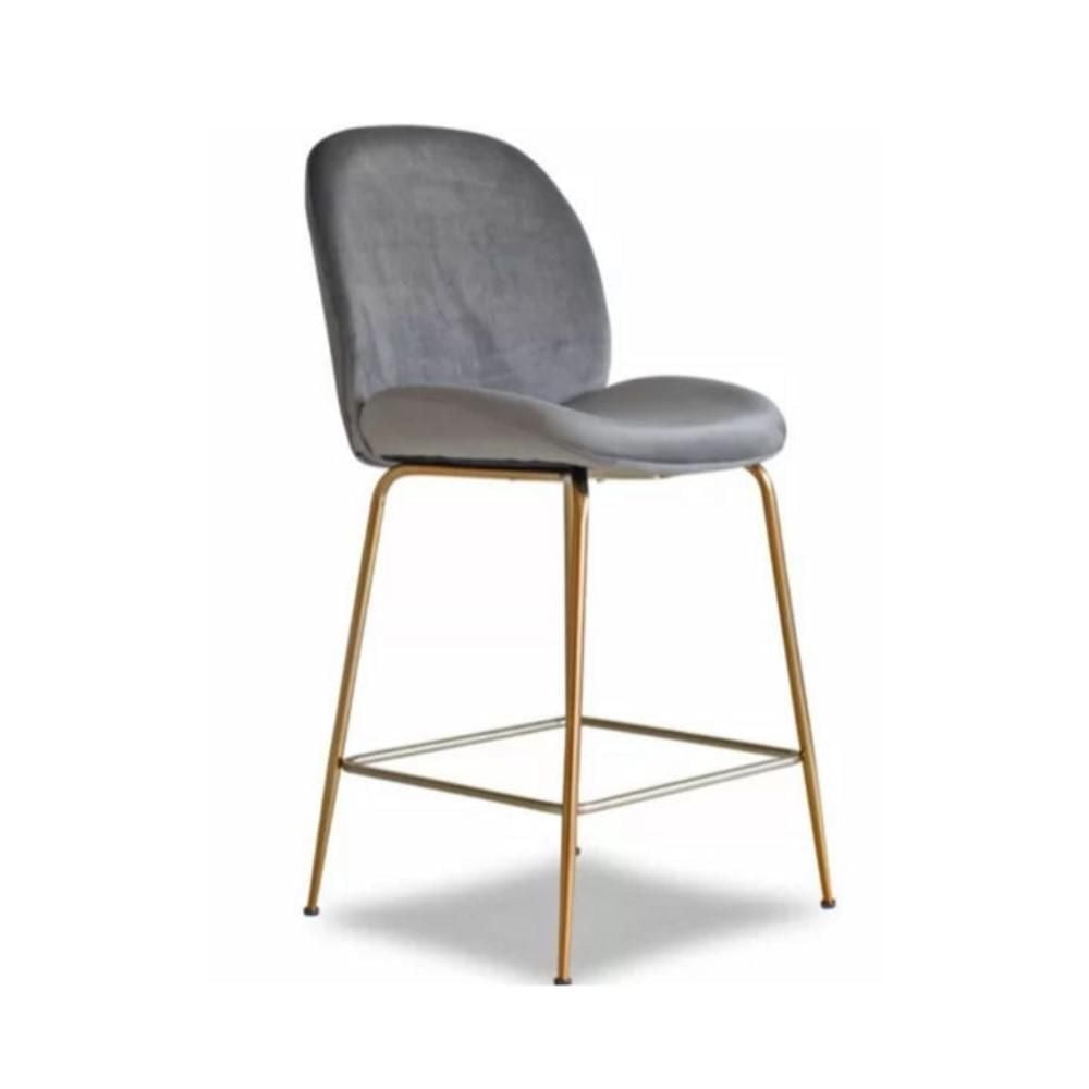 Tabouret avec pieds en métal doré – Tabouret élégant et stylé, parfait pour les bars ou les tables hautes, doté d'un siège rembourré rose confortable et de pieds dorés élégants pour une touche moderne