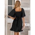 thumbnail image 6 of Women's Smocked Tie Back Ruffle Hem Dress Mini Length Surplice Neckline Flutter Sleeves Solid 100% polyester Casual, 6 of 8