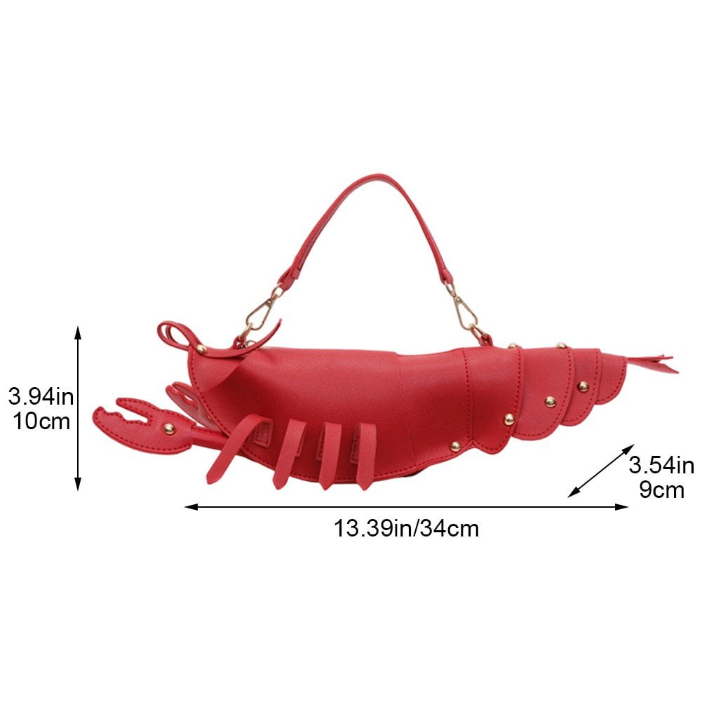 Jiibva Lobster Shaped Crossbody Bag for Women Unique Rivets Lobster Design Shoulder Bag Stylish Handbag Purse for Women