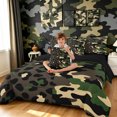 thumbnail image 3 of Manfei Leopard Print Camo Queen Bedding, Minimalst Animal Print Bedding Comforter Set Queen, Brown Green, Black Reversible, 7pcs, 3 of 6