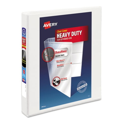 New Avery Heavy-Duty View Binder with DuraHinge and One Touch EZD Rings, 3 Rings, 1' Capacity, 11 x 8.5, White,Each