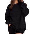thumbnail image 2 of UDAUDU Women's Oversized Sweatshirt Crewneck Fleece Long Sleeve Pullover Hoodies Comfortable Tops 2026 Fall Fashion Outfits Clothes Black XL, 2 of 9