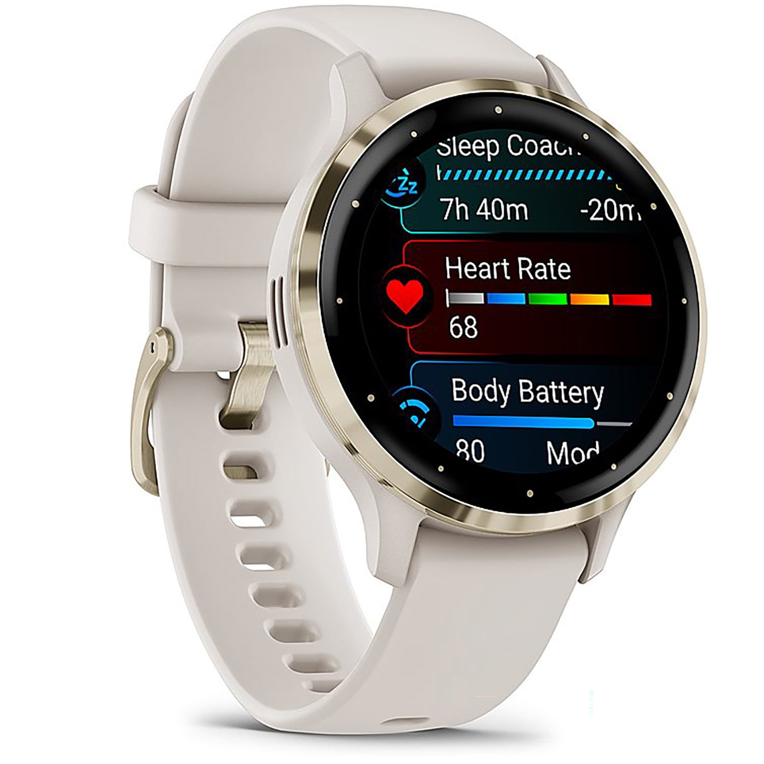 Restored Garmin Venu 3S Fitness GPS Smartwatch Gold Bezel w/ Ivory Case (41mm) - Refurbished