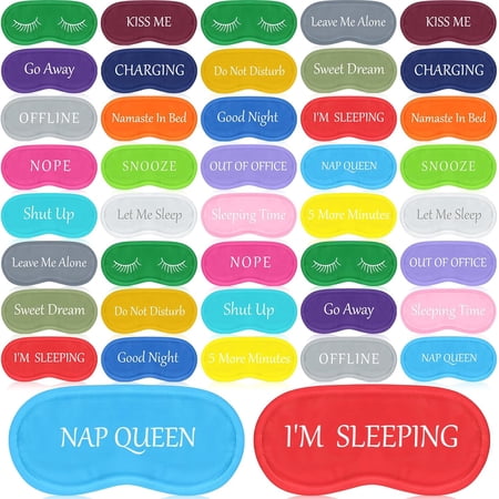 40 Pcs Funny Sleep Eye Mask Soft Night Mask Bulk for Sleeping Blackout Blindfolds with Adjustable Strap for Women Men Kids Nap Meditation Party Travel Gifts Favors(Colorful)