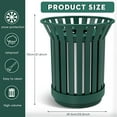 thumbnail image 2 of Gaonala Outdoor Metal Slatted Trash Can 30 - 52 Gallon Commercial Grade with Removable Inner Bin Waste Receptacle in Park School Beach Patio(Green), 2 of 7