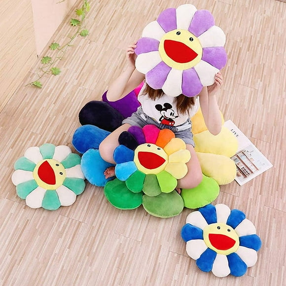 Plush Sunflower Throw Pillow, Smile Face Murakami Flower Floor Pillow, Colorful Sun Flower Plush Toy, Pet Cushion Mat Pillow, Home Bedroom Shop Restaurant