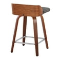 thumbnail image 4 of Maya 24" Counter Stools Set of 2: Mid-Century Modern Wood Stool with Swivel, Charcoal Fabric, Walnut Finish, Chrome Footrest, for Kitchen Island, 4 of 6