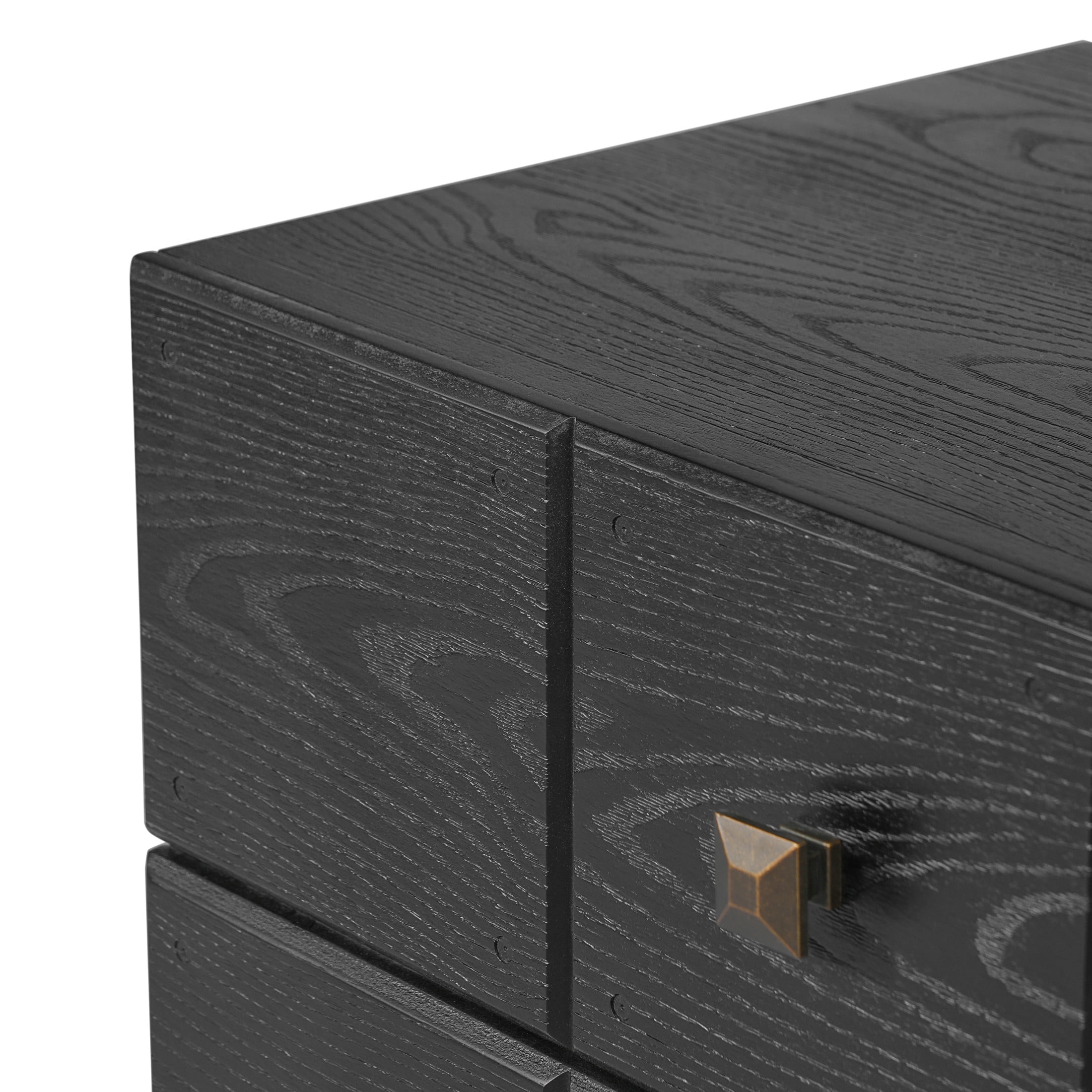 Christopher Knight Home Mid-Century Wood Nightstand with 2 Drawers, Fluted Pedestal, Black, Set of 2