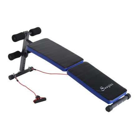 Soozier Adjustable Folding Sit Up Bench w/ Resistance Bands - Blue/Black