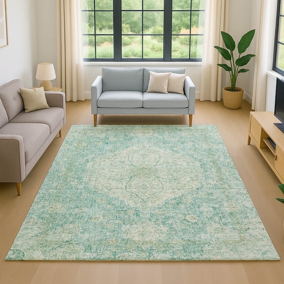 Addison Rugs Mayfield Premium Machine Washable Traditional Global Teal Rectangle Rug, 10' x 14'