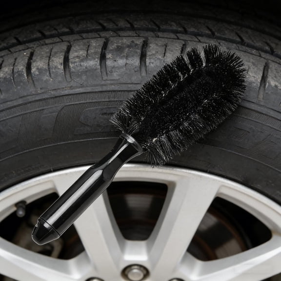 Car Wheel Brush Cleaner, Heavy-Duty Tire and Rim Cleaning Tool with Long Handle for Car, Motorcycle, and Home Use, 1-Pack