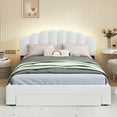 thumbnail image 2 of Bellemave LED Queen Size Bed Frame with Storage Drawers, Teddy Fleece Upholstered Platform Bed with USB Ports, Princess Bed with Light & Headboard, No Box Spring Needed (White), 2 of 8