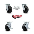thumbnail image 2 of 6 Inch Rubber on Steel Caster Set with Roller Bearings 2 Swivel Lock 2 Brake SCC, 2 of 2